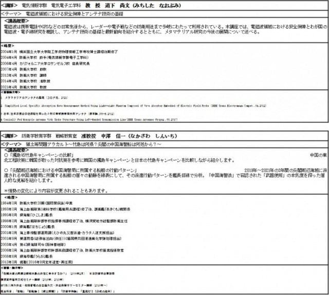 過去の安全保障講座｜全国防衛協会連合会（公式ホームページ）